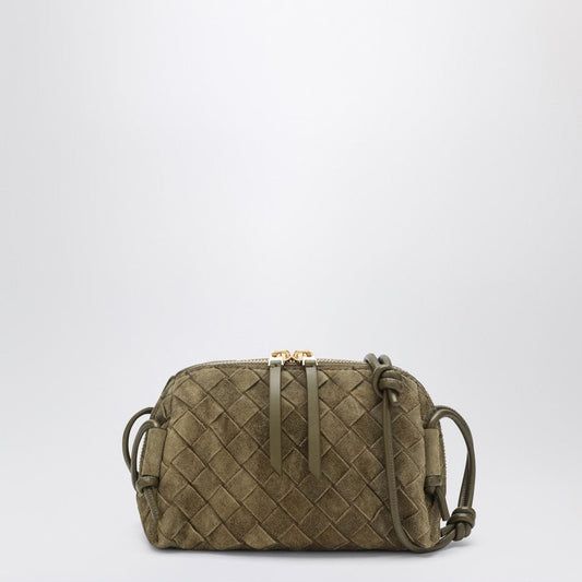 Bottega Veneta Women Concert Clutch Bag In Mud Colour In Intrecciato Suede