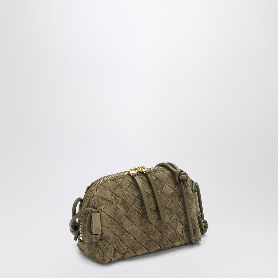 Bottega Veneta Women Concert Clutch Bag In Mud Colour In Intrecciato Suede
