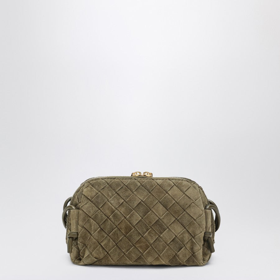 Bottega Veneta Women Concert Clutch Bag In Mud Colour In Intrecciato Suede