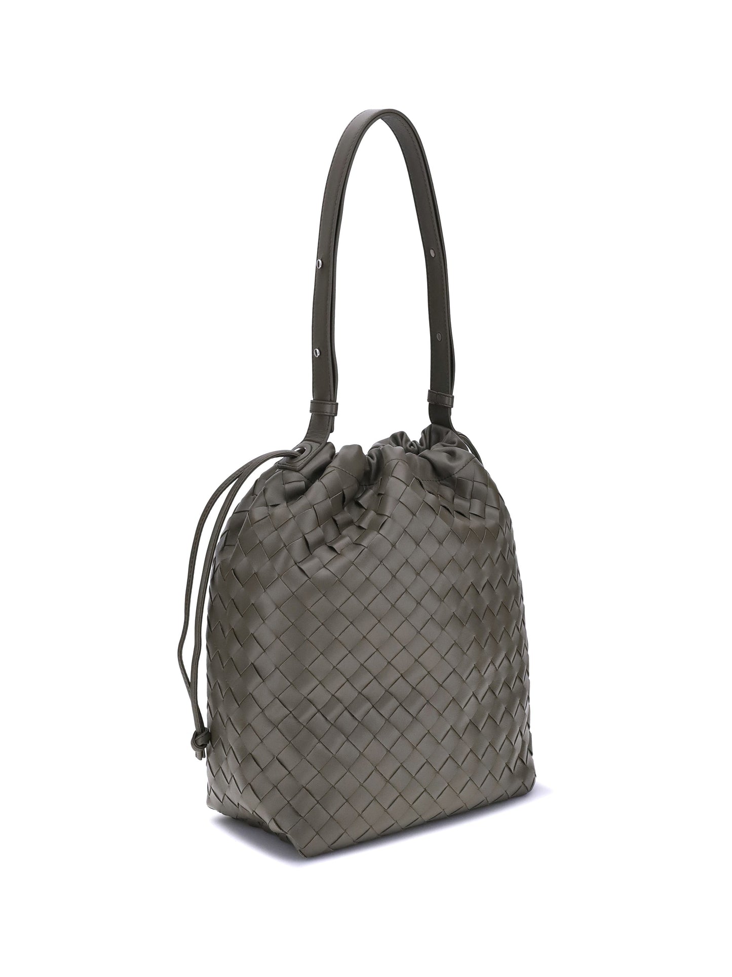 Bottega Veneta Men Woven Leather Bucket Bag