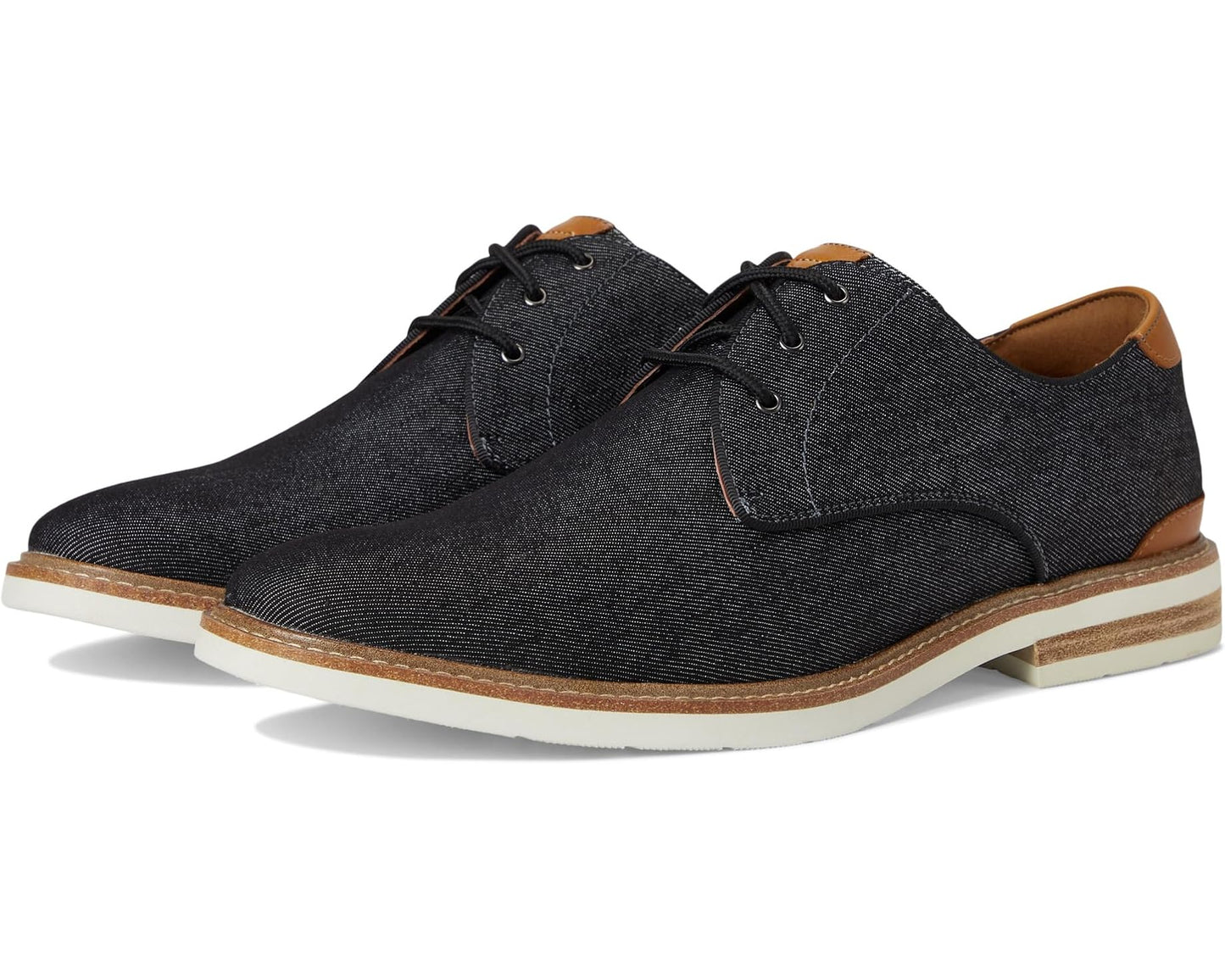 Men's Florsheim Highland Canvas Plain Toe Oxford Blalck Canvas/White Sole