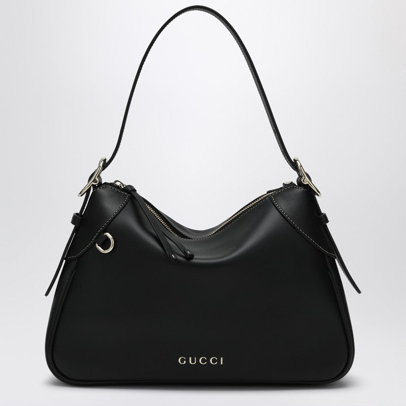Gucci Gg Emblem Medium Black Shoulder Bag Women