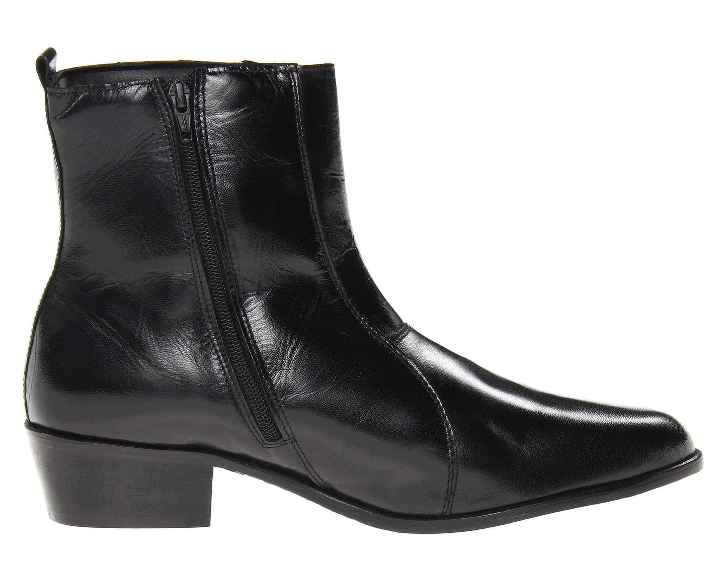 Men's Stacy Adams Santos Plain Toe Side Zip Boot Black Leather