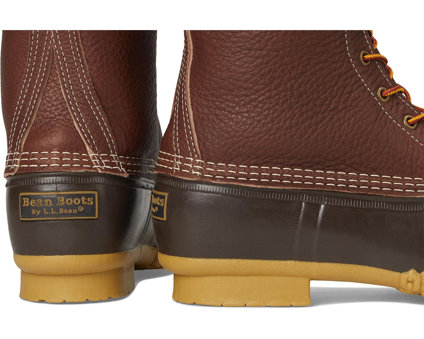Men's L.L.Bean 10 Bean Boots Shearling Lined Insulated Tumbled Leather Maple/Brown