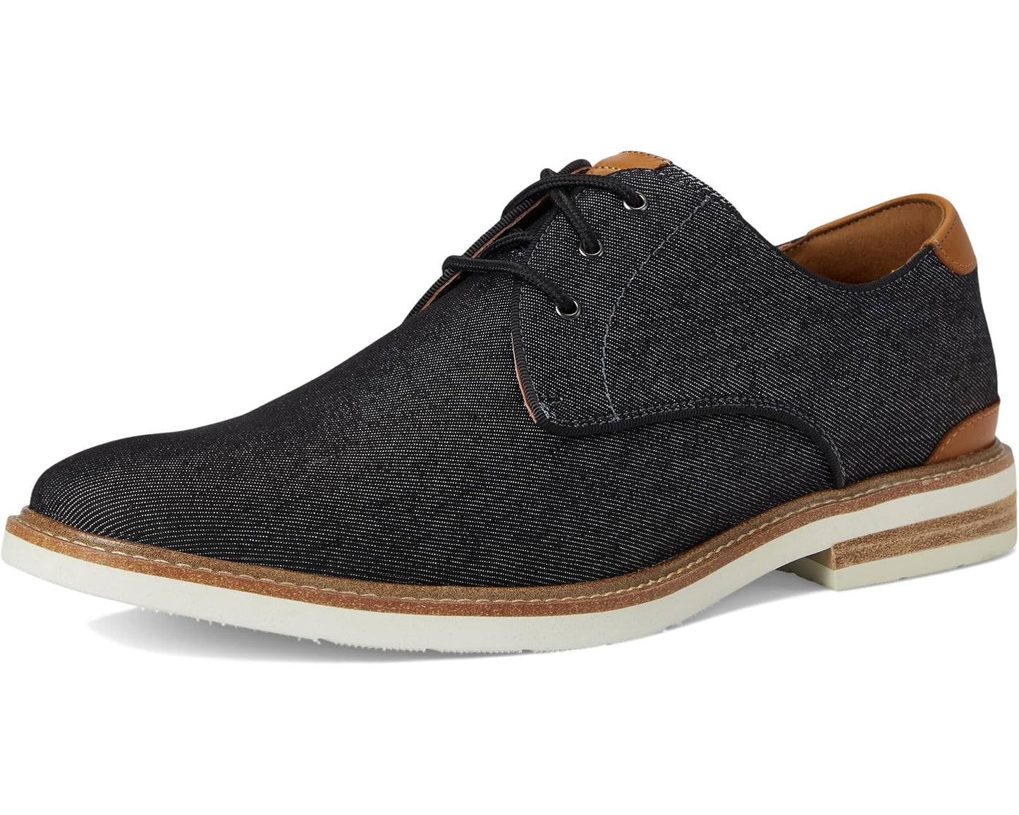 Men's Florsheim Highland Canvas Plain Toe Oxford Blalck Canvas/White Sole