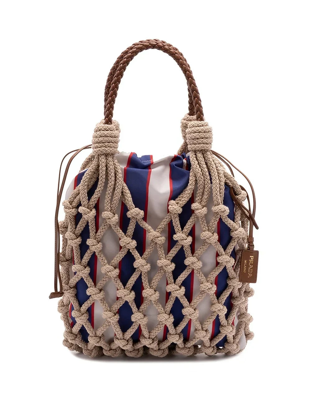 Prada Women ``Prada Noué` Cotton And Leather Handbag