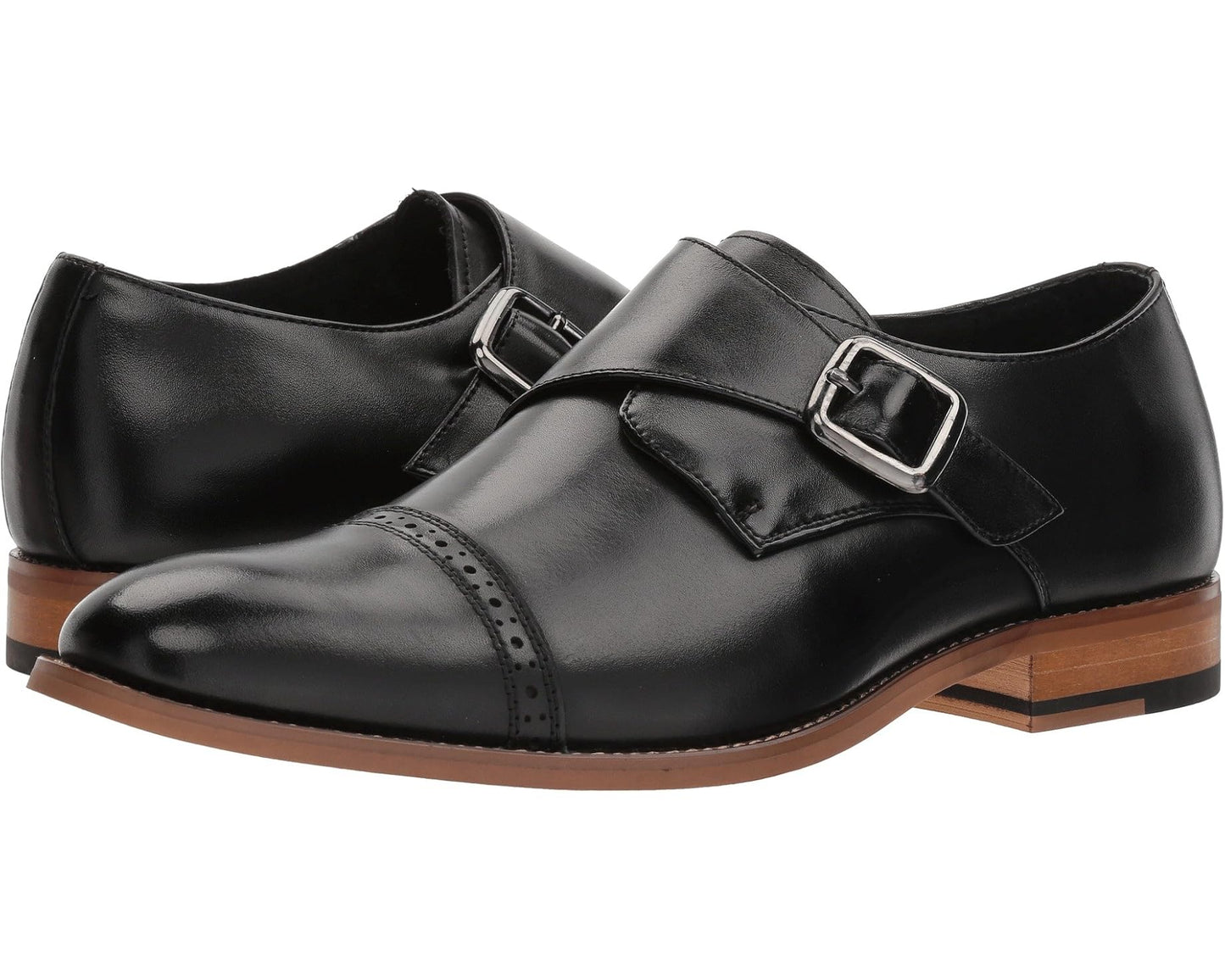 Men's Stacy Adams Desmond Cap-Toe Monk-Strap Loafer Black