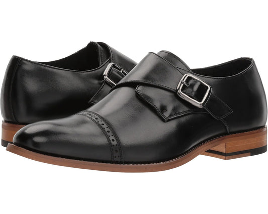 Men's Stacy Adams Desmond Cap-Toe Monk-Strap Loafer Black