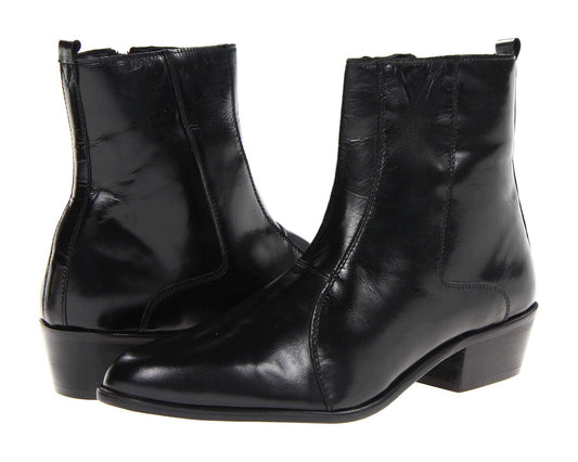 Men's Stacy Adams Santos Plain Toe Side Zip Boot Black Leather