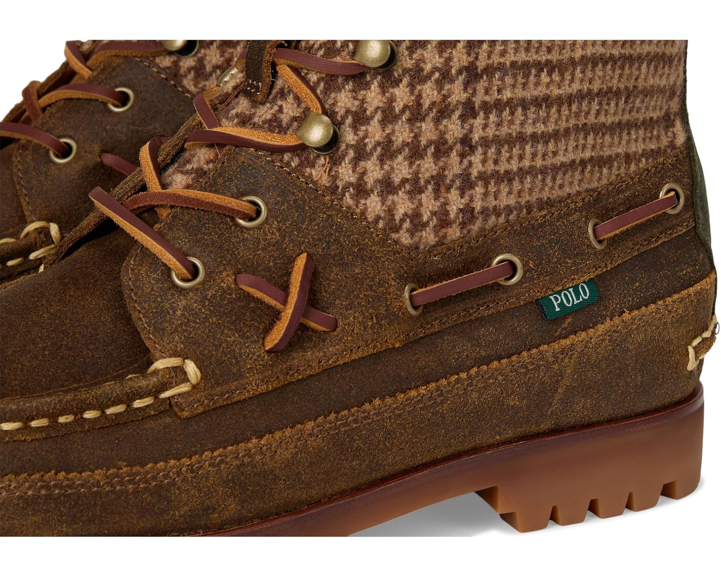 Men's Polo Ralph Lauren Ranger Mid Suede & Wool Tweed Boots Tweed Colorblock
