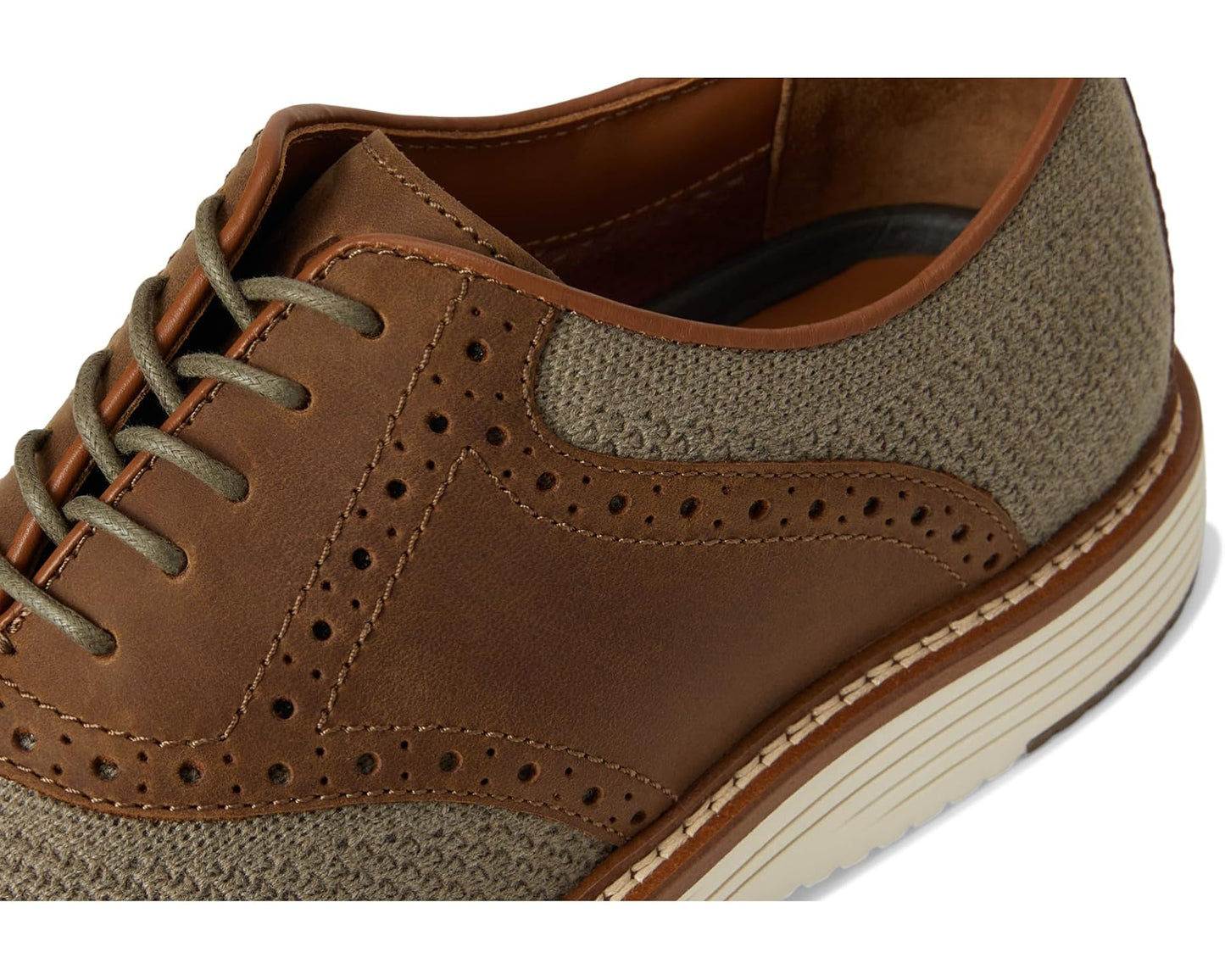 Men's Johnston & Murphy Upton Knit Saddle Taupe Knit/Brown Oiled Full Grain