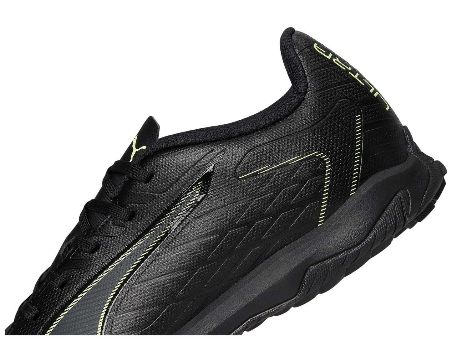 Men's PUMA Ultra 6 Play Turf Trainer Soccer Cleats Black/Fizzy Light/Green Terrain