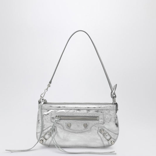 Balenciaga Silver Metallic Le City Shoulder Pouch Women
