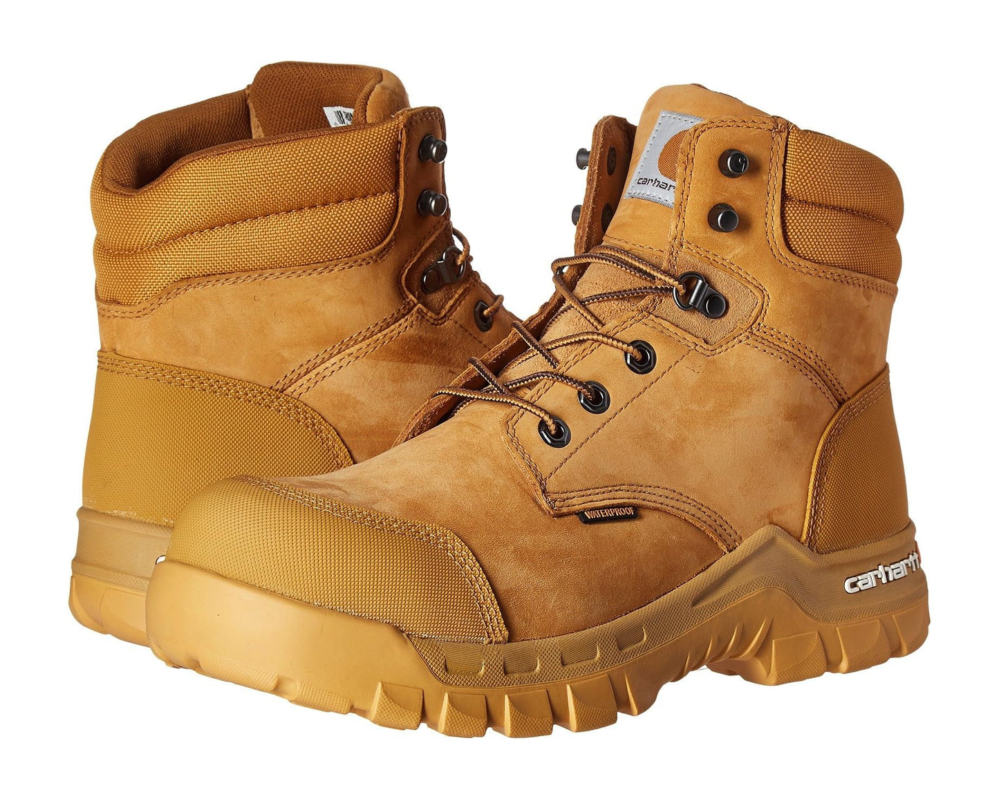 Men's Carhartt 6 Rugged Flex Waterproof Comp Toe Work Boots Wheat Oil Tanned Leather