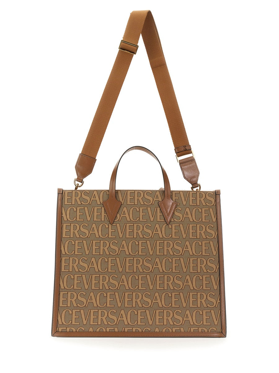Versace Men Shopper Bag With Allover Logo
