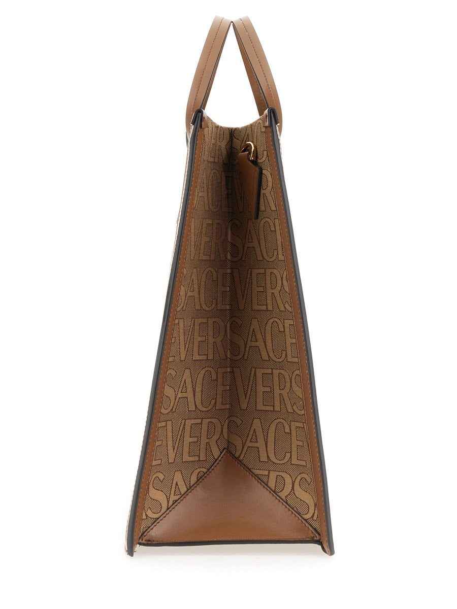 Versace Men Shopper Bag With Allover Logo