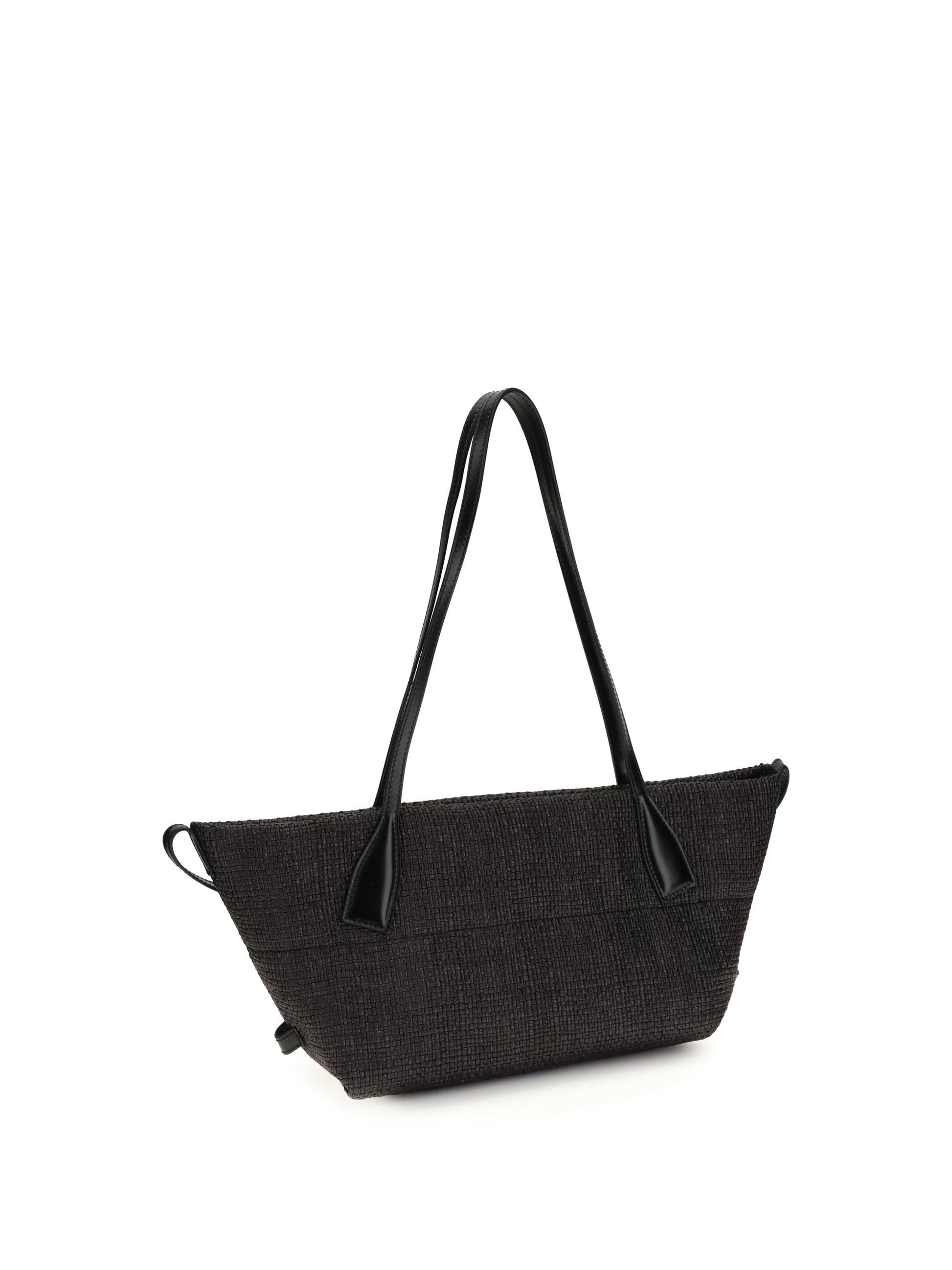 Balmain Women Calfskin And Raffia Track Shoulder Bag