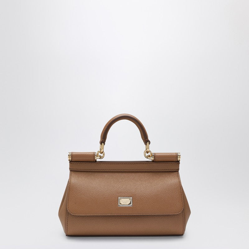 Dolce&Gabbana Small Sicily Top-Handle Bag In Caramel Leather Women