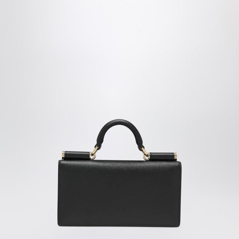 Dolce&Gabbana Mini Dauphine Black Leather Bag With Logo Tag Women
