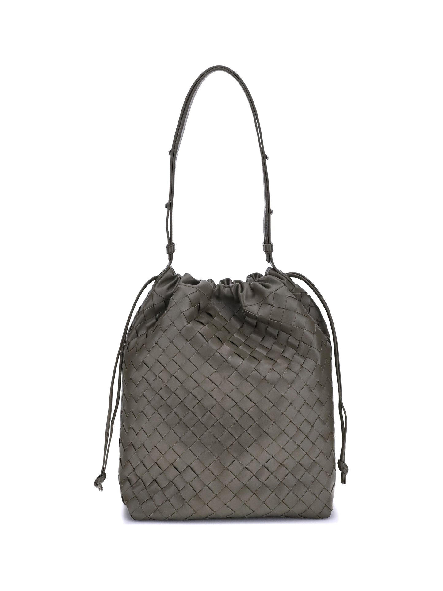 Bottega Veneta Men Woven Leather Bucket Bag