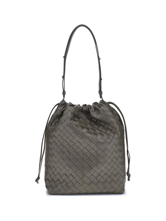 Bottega Veneta Men Woven Leather Bucket Bag