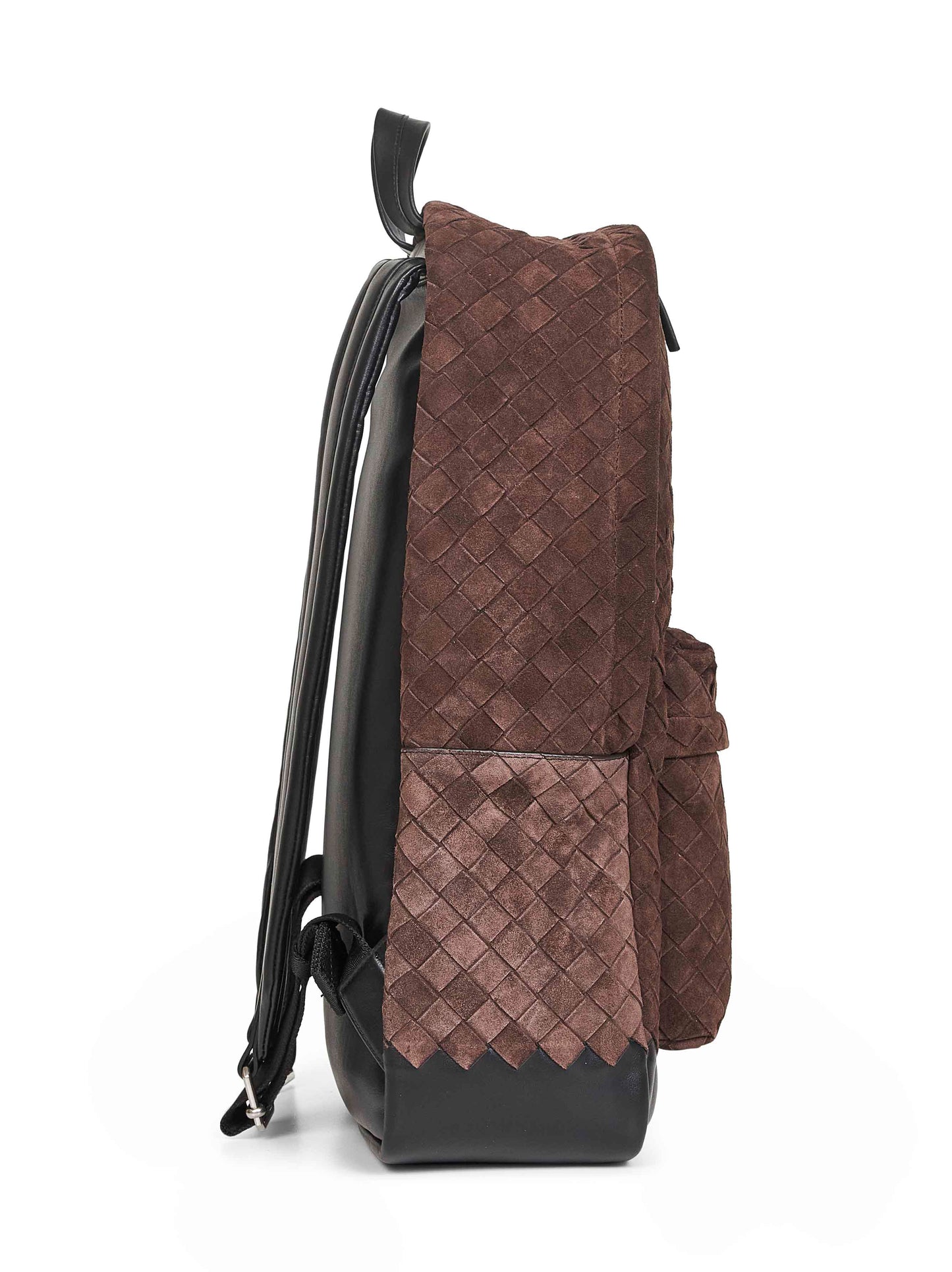 Bottega Veneta Men Brown Intrecciato Suede Backpack