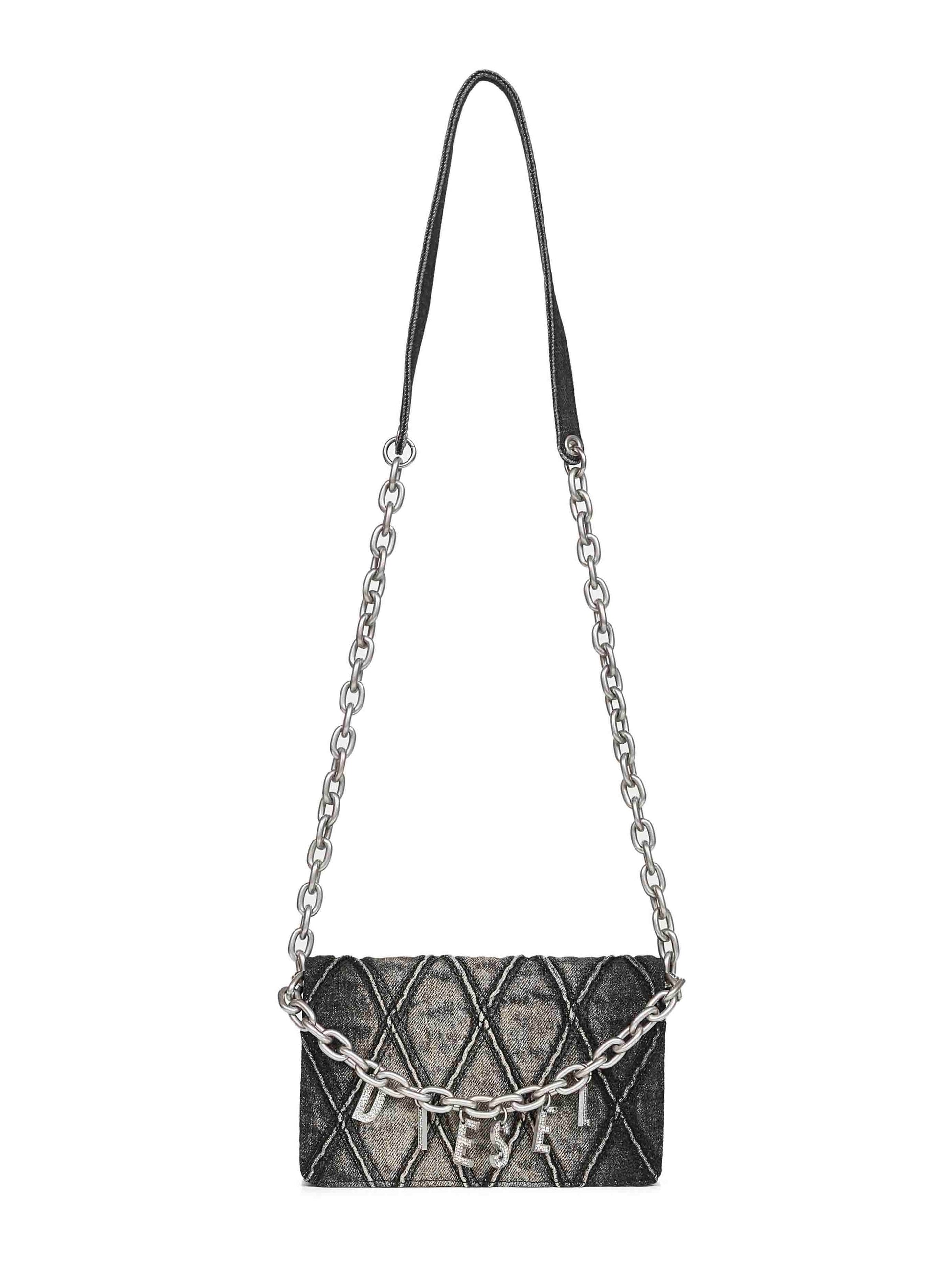 Diesel Women Black Charm-D Wallet Strap Wallet On Chain