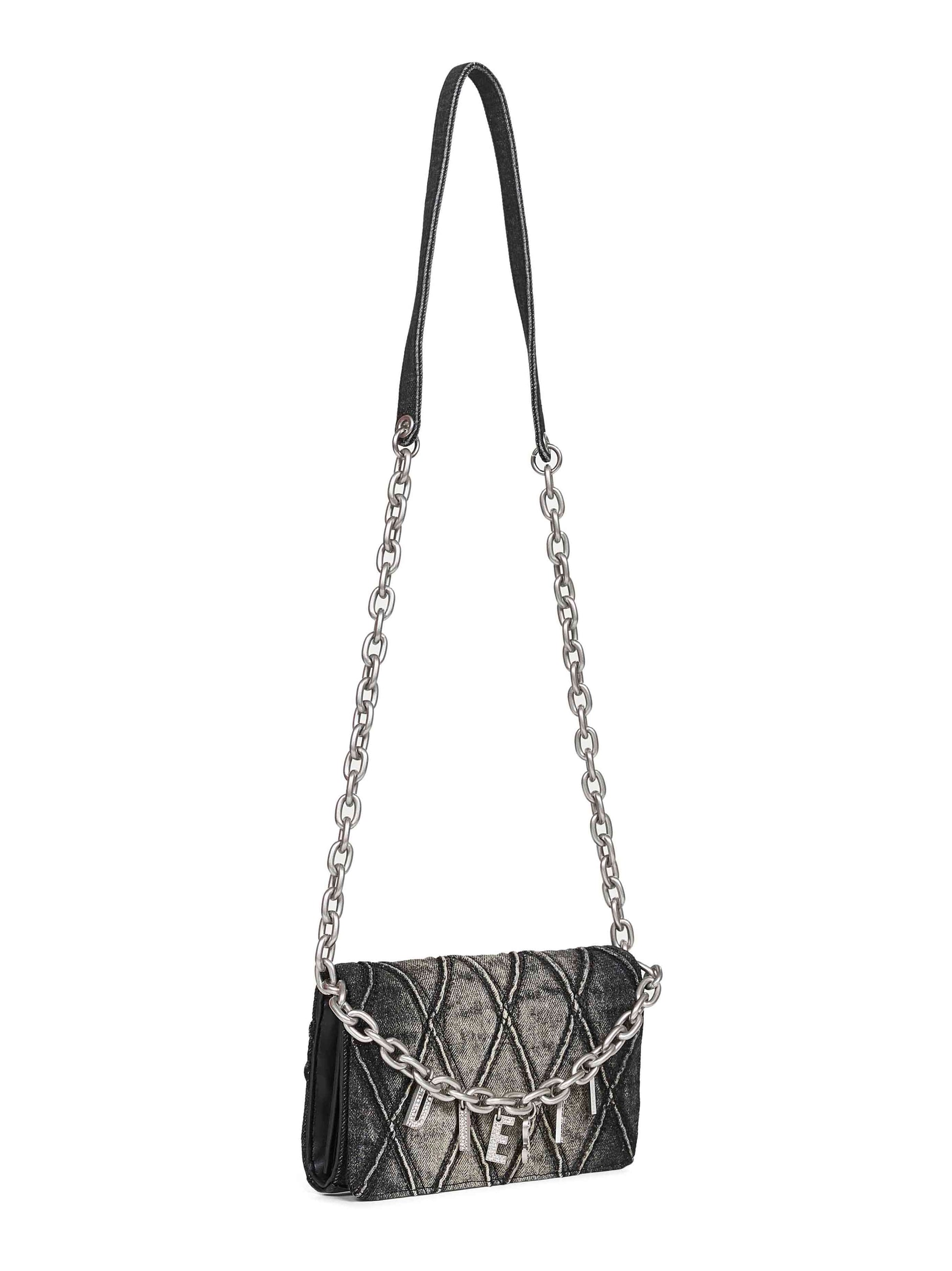 Diesel Women Black Charm-D Wallet Strap Wallet On Chain