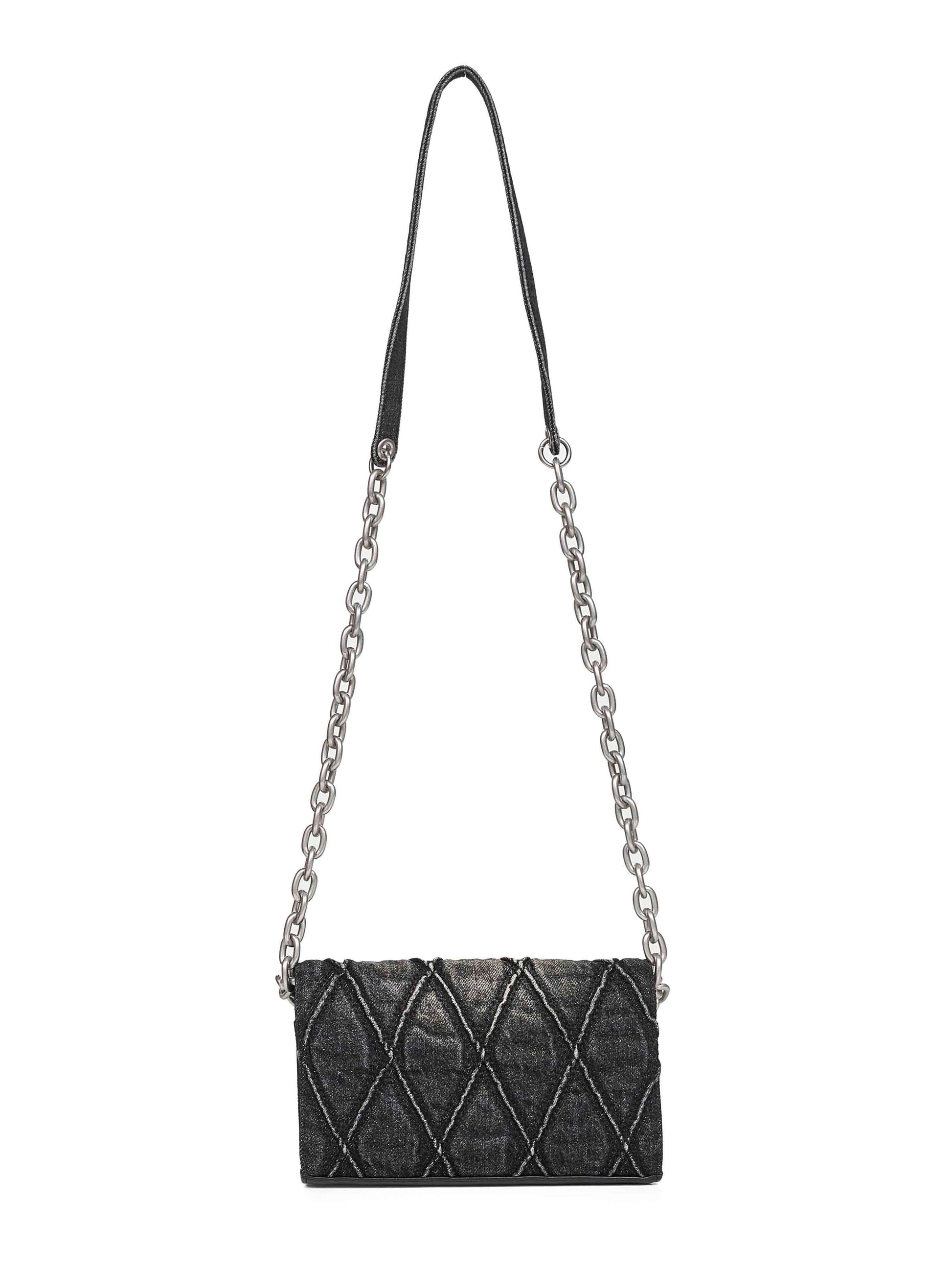 Diesel Women Black Charm-D Wallet Strap Wallet On Chain