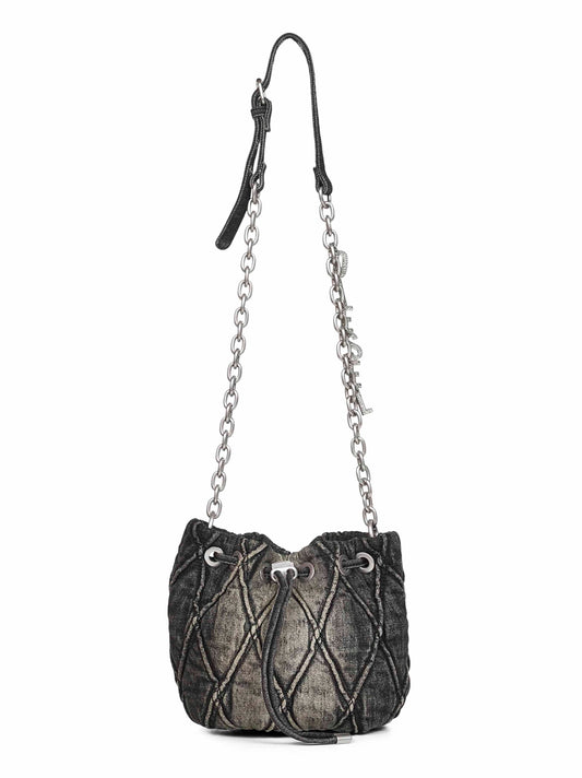 Diesel Women Black Charm-D Bucket S Crossbody Bag