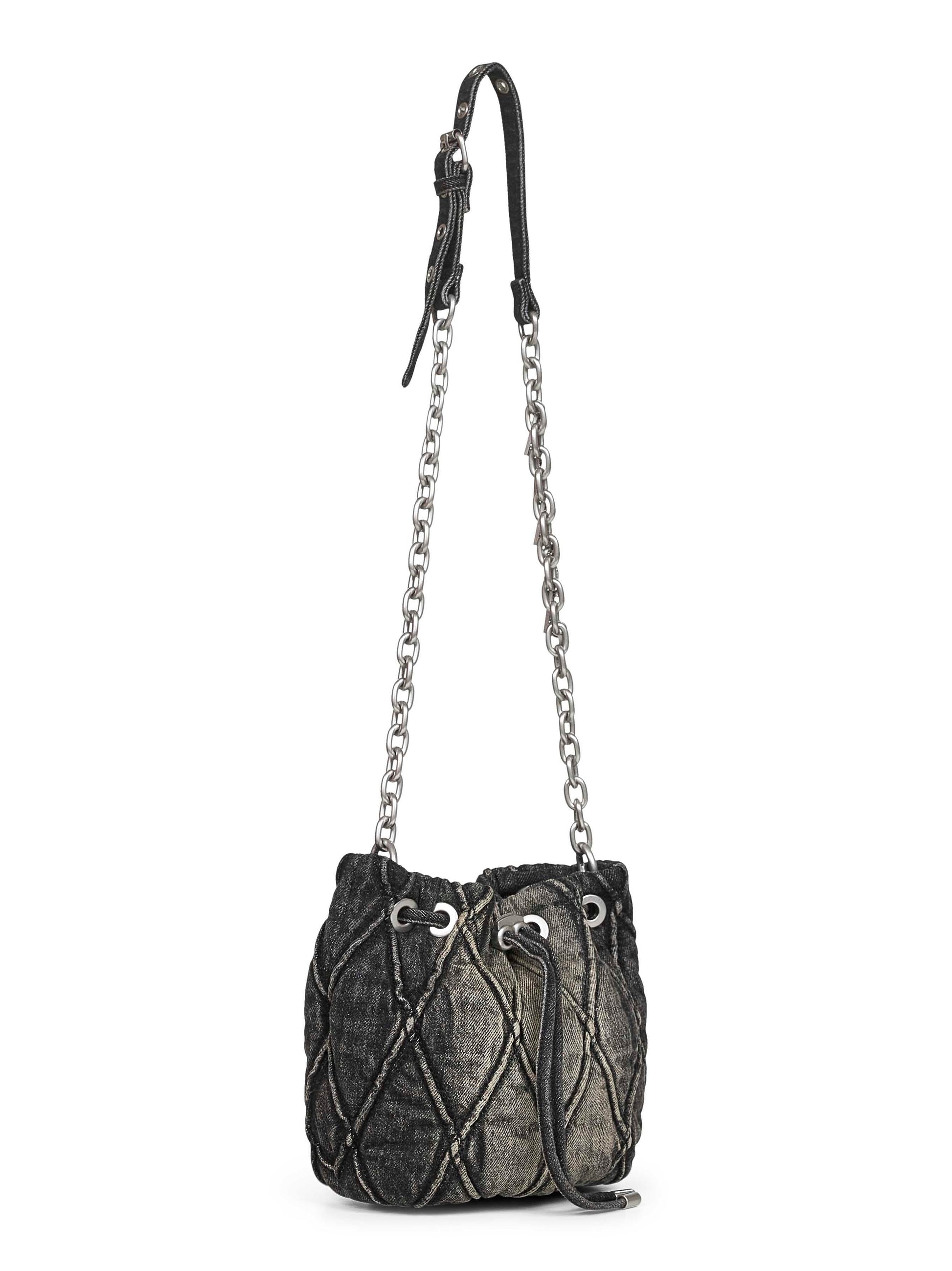 Diesel Women Black Charm-D Bucket S Crossbody Bag