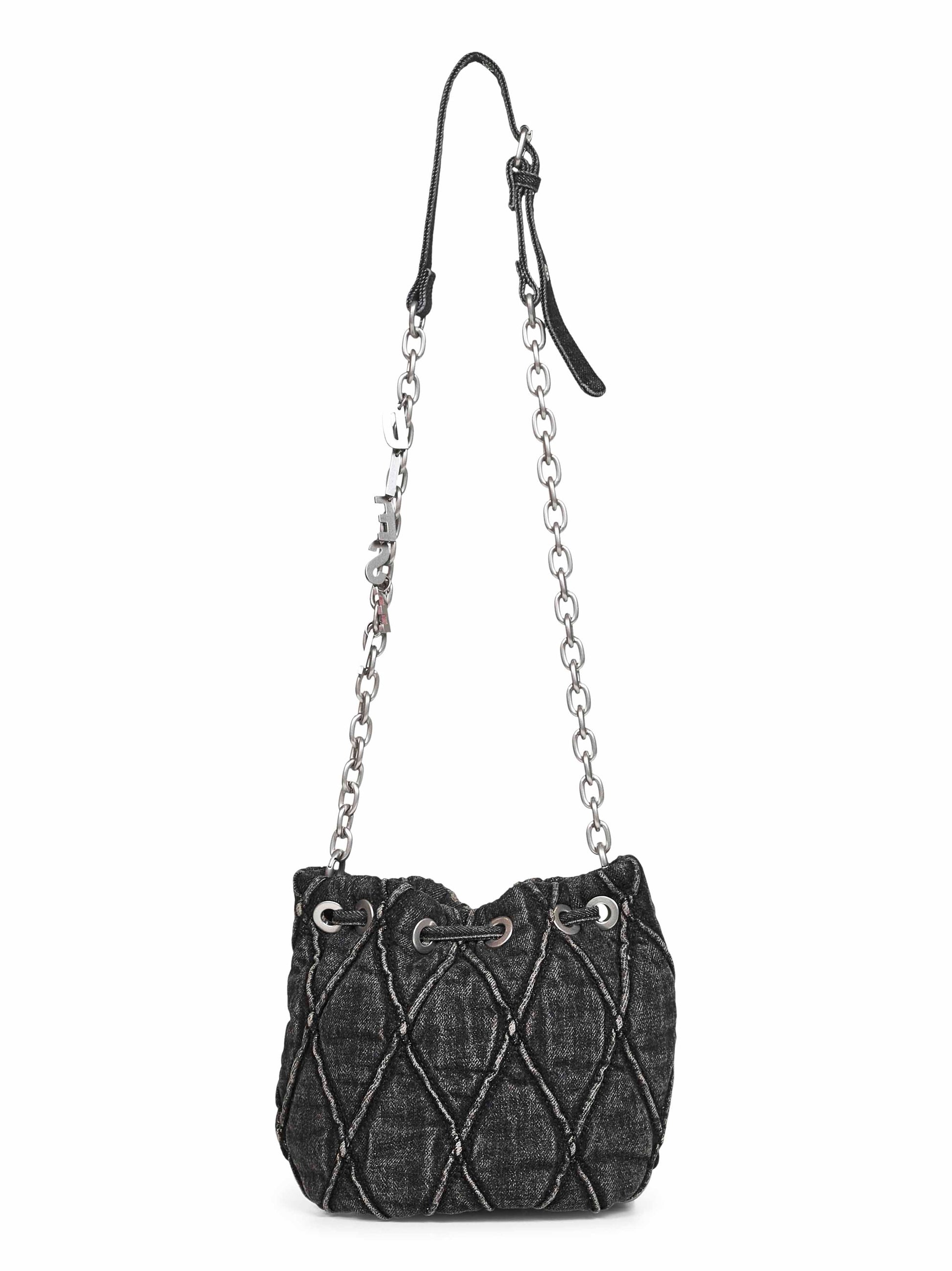 Diesel Women Black Charm-D Bucket S Crossbody Bag