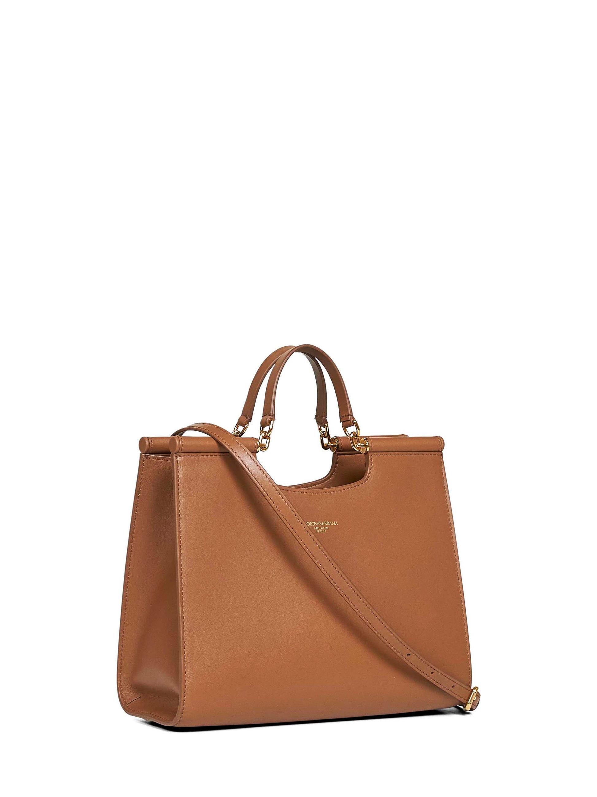 Dolce & Gabbana Women Caramel Sicily Small Shopping Bag