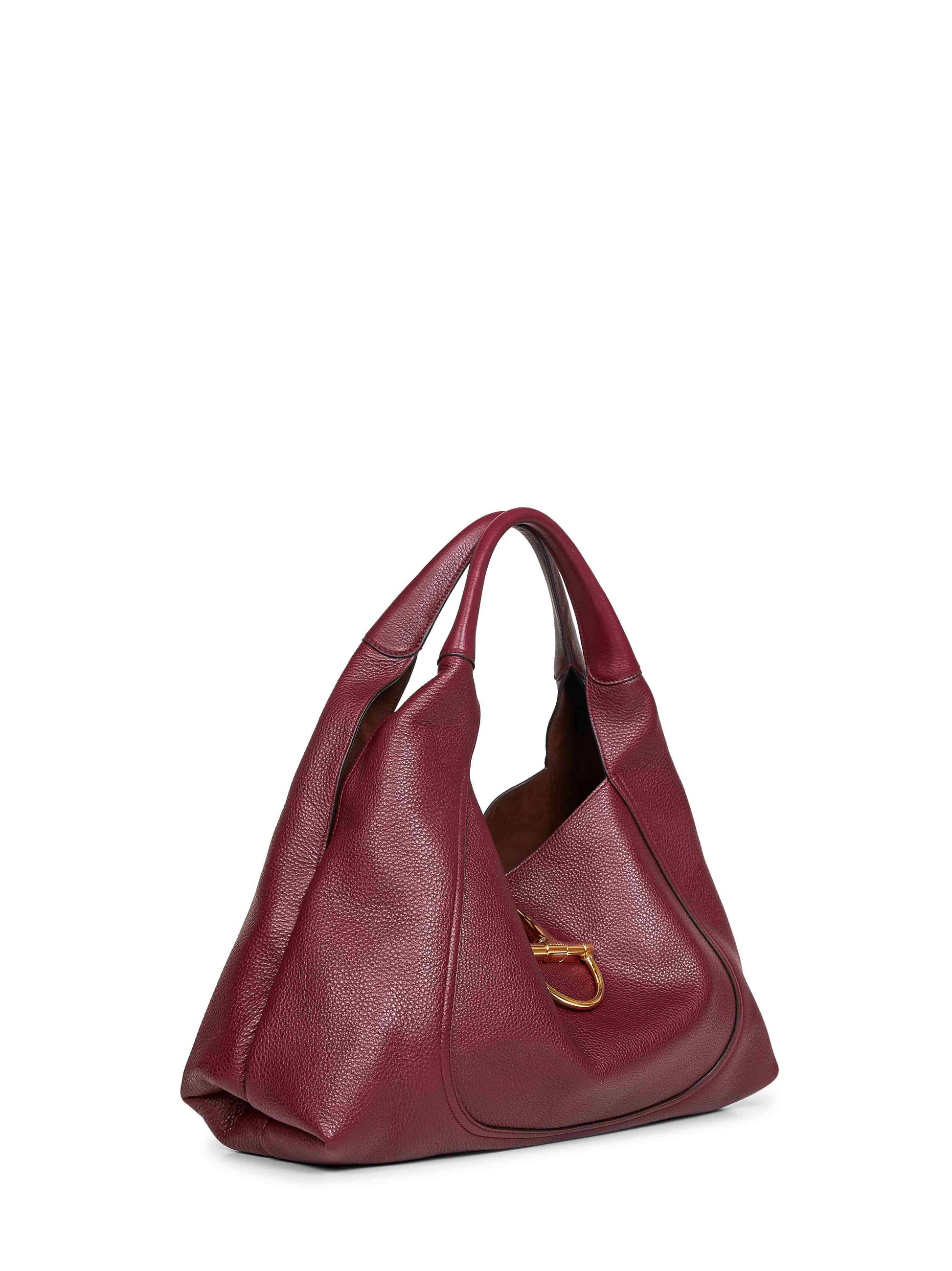 Gucci Women Burgundy Gucci Softbit Maxi Shoulder Bag