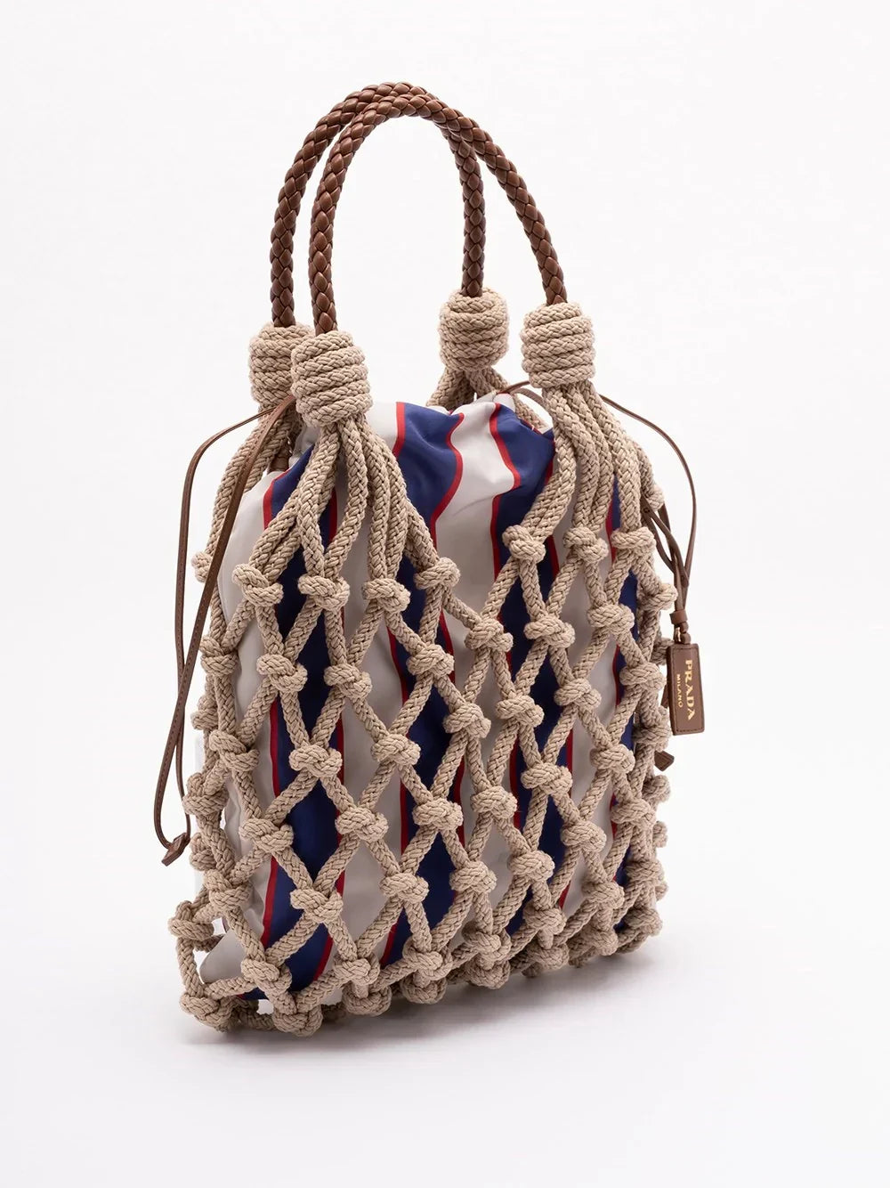 Prada Women ``Prada Noué` Cotton And Leather Handbag