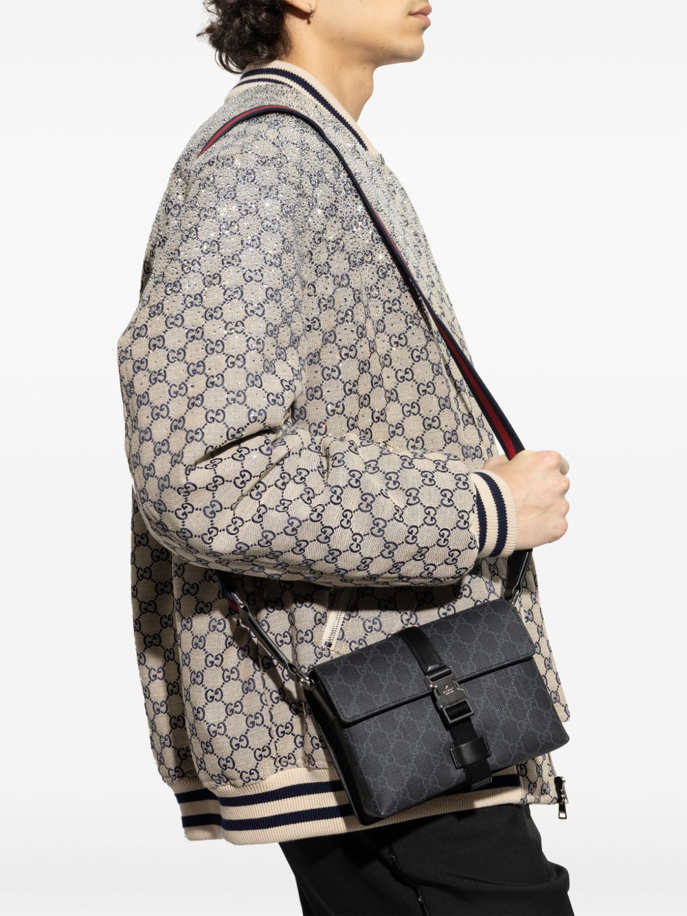Gucci Men Gg Supreme Crossbody Mini Bag