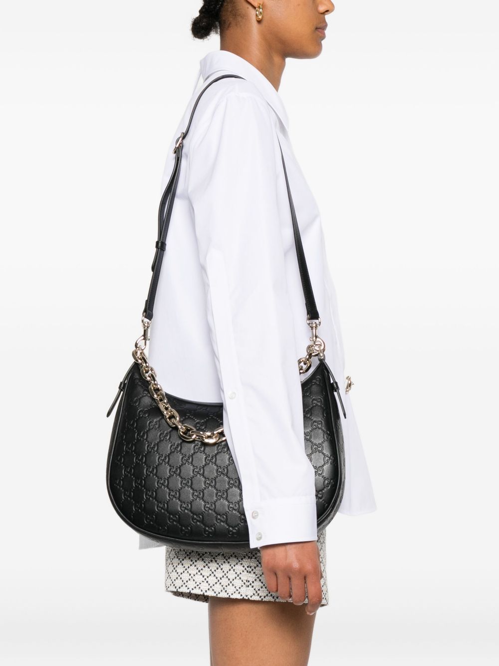 Gucci Women Gg Emblem Large Leather Shoulder Bag