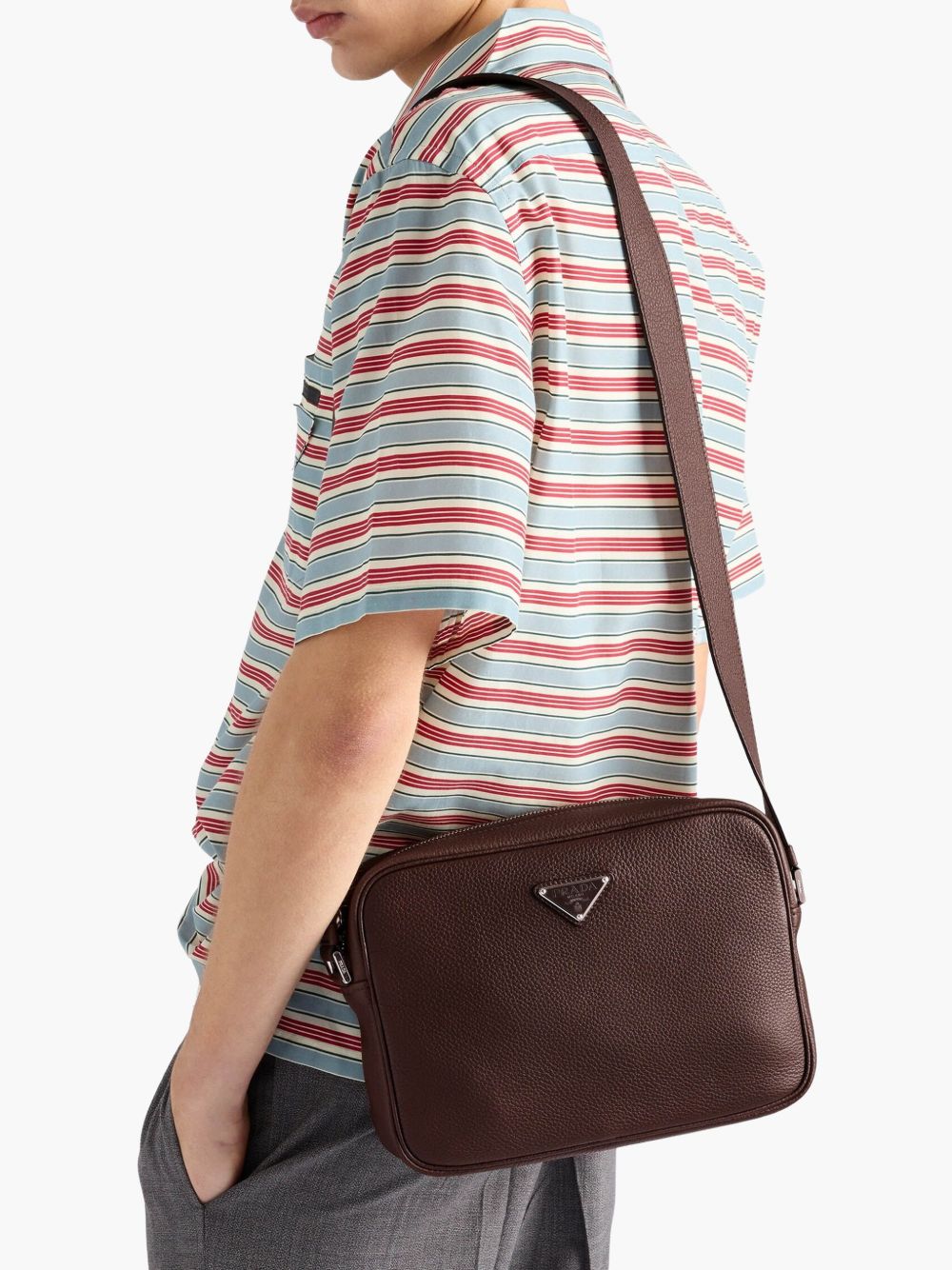 Prada Men Leather Crossbody Bag