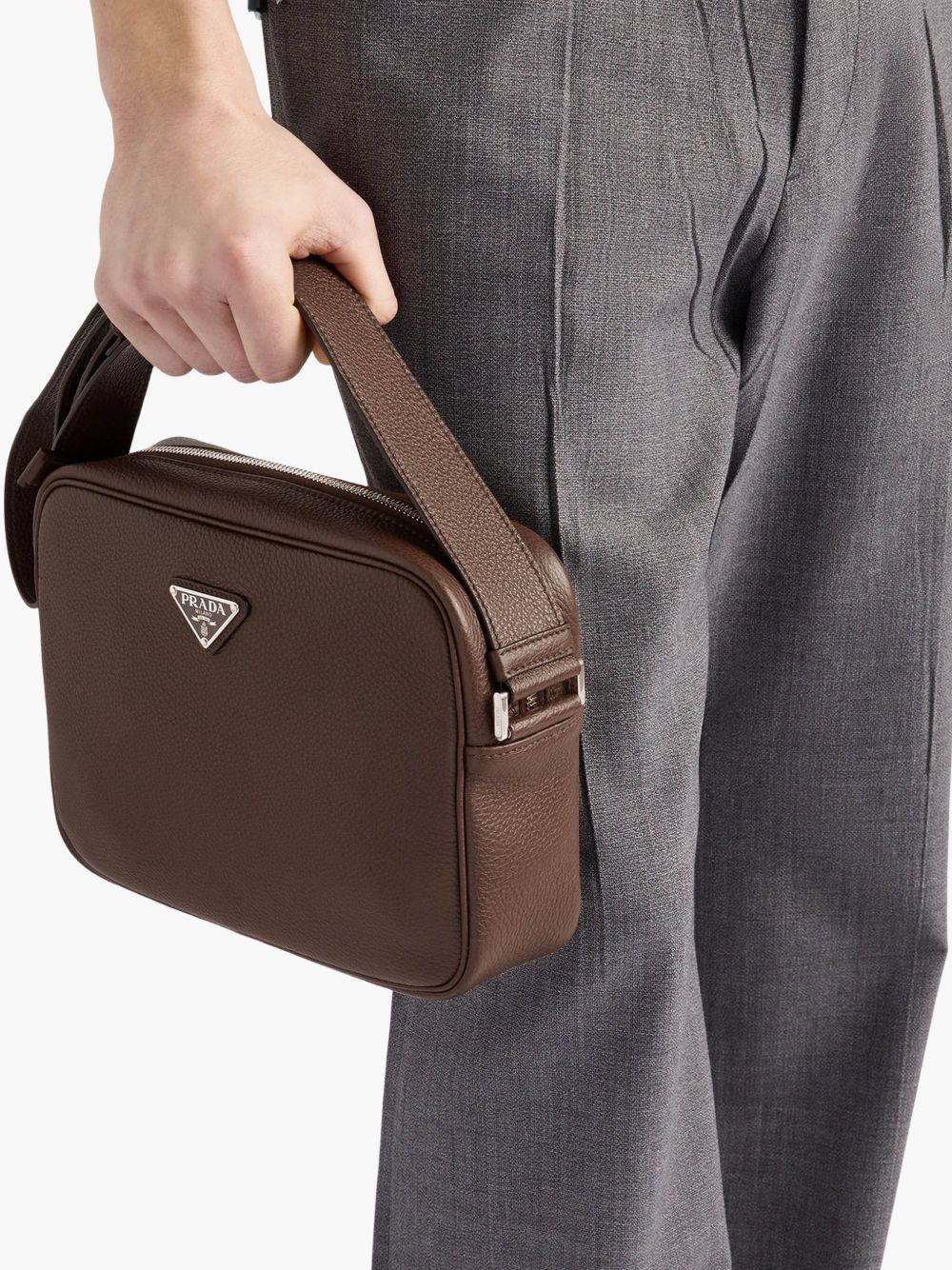 Prada Men Leather Crossbody Bag