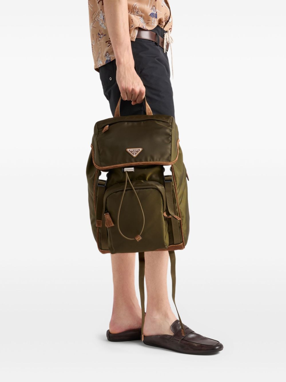 Prada Men Re-Nylon And Leather Backpack