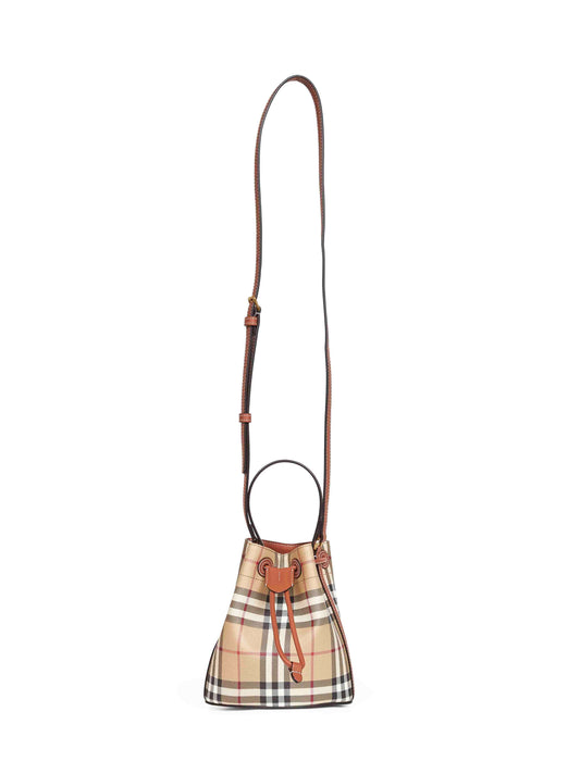 Burberry Women Archive Beige Check Mini Bucket Bag
