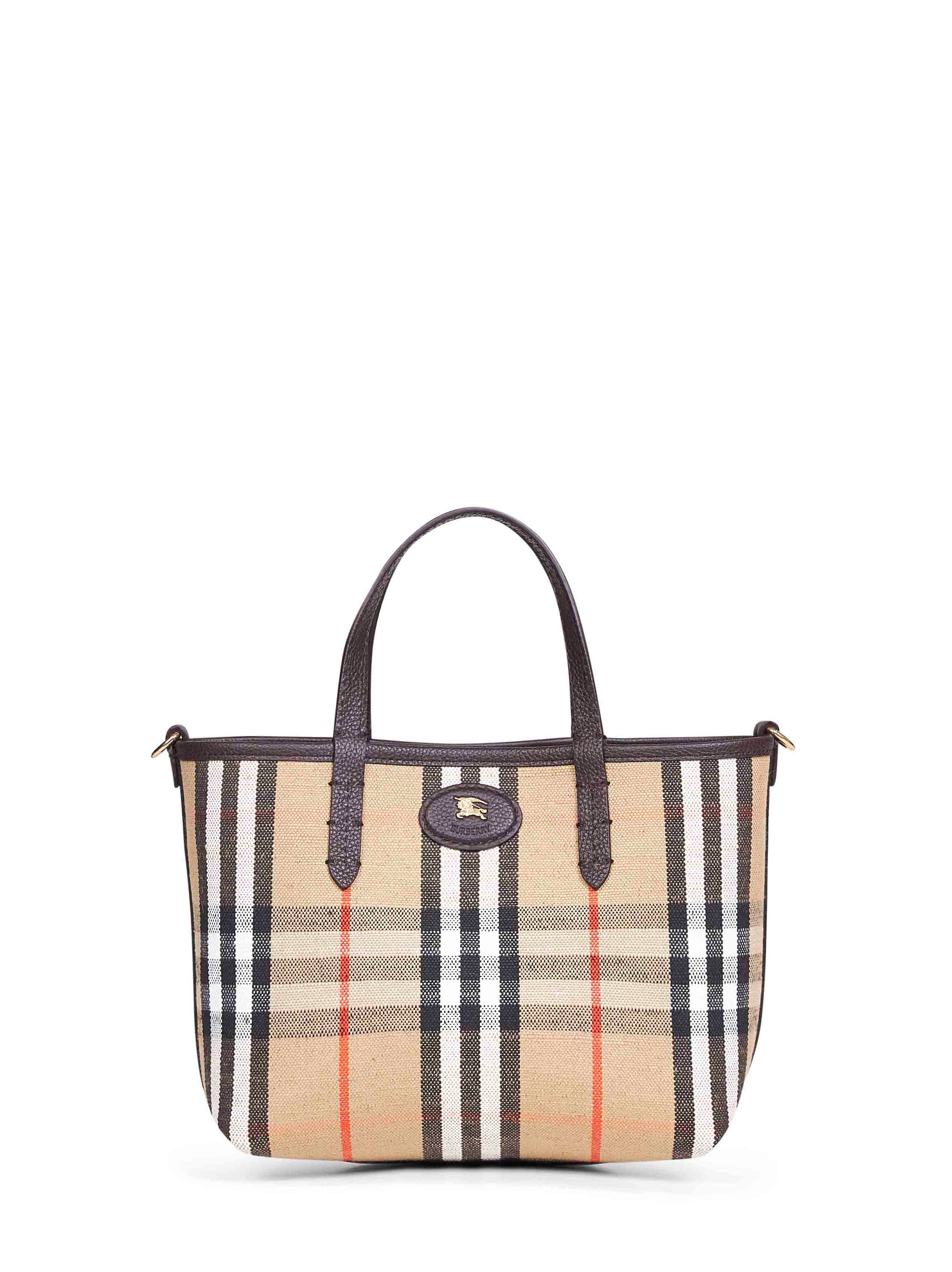 Burberry Women Brown And Beige Bloomsbury Mini Reversible Tote Bag