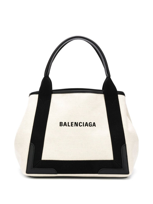 Balenciaga Women Navy Cabas Small Canvas Tote Bag