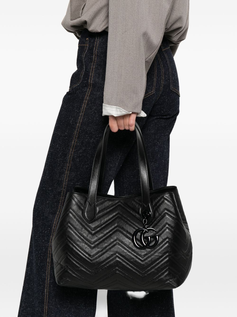 Gucci Women Gg Marmont Leather Tote Bag