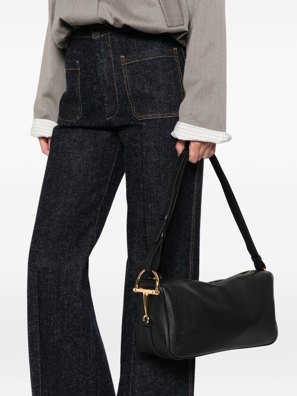 Gucci Women Half Horsebit Medium Leather Shoulder Bag