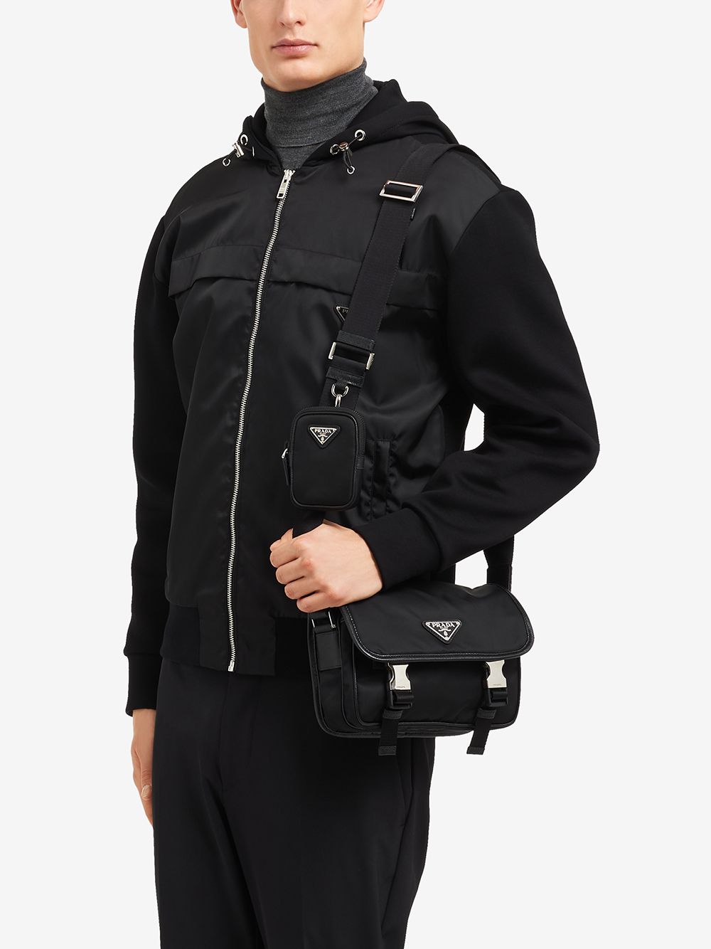 Prada Men Re-Nylon And Saffiano Crossbody Bag