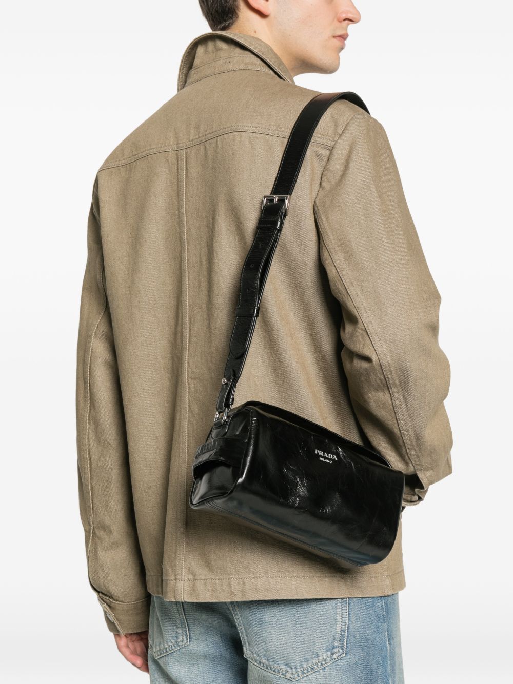 Prada Men Leather Crossbody Bag